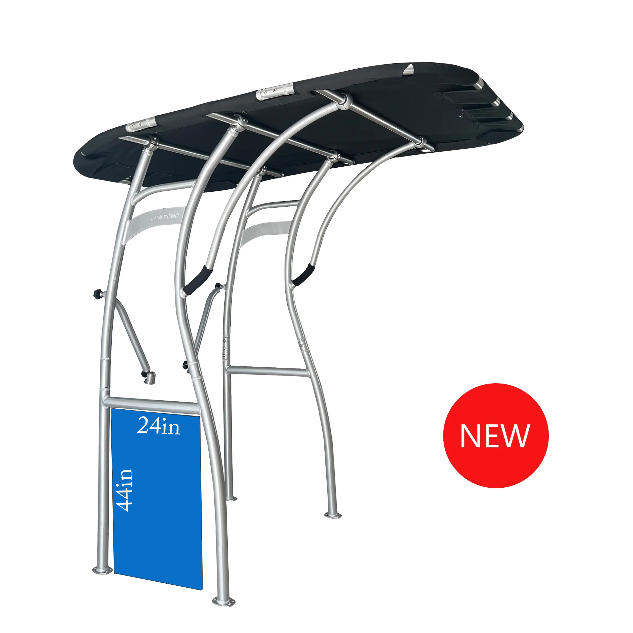Dolphin Pro4 Extra Wide T Top W/ black canopy Fit Up to 57in Console - For Large Boat